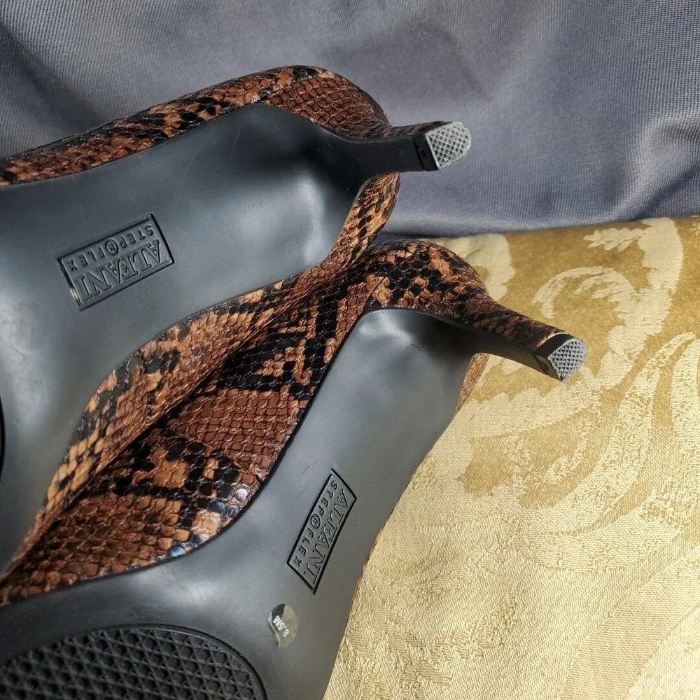 Alfani 8.5M Step N Flex Pumps Womens Brown Snakeskin Pointed Toe Office Wear‎